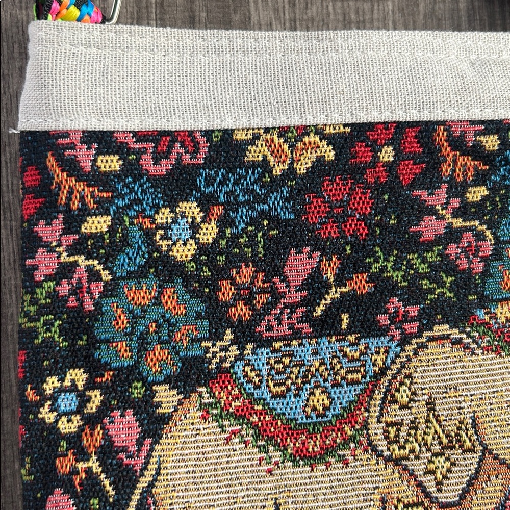 Colorful‎ Elephant Tapestry Crossbody Bag w/Neon Geometric Strap Boho Ethnic - Picture 4 of 13